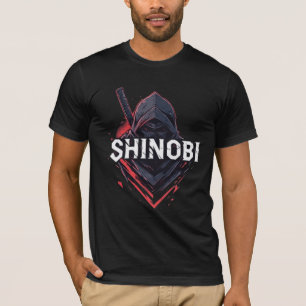 Camiseta Shinobi Ninja Escura Mascote de Jogos Gráficos - J