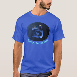 Camiseta Shiny Blue Chanukkah Menorah