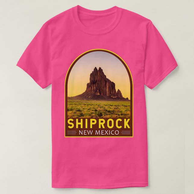 Camiseta Shiprock Novo México Retro Emblema (Frente do Design)