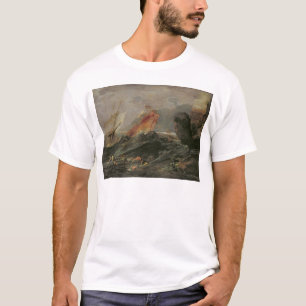 Camiseta Shipwreck em uma costa rochosa, c.1645-50