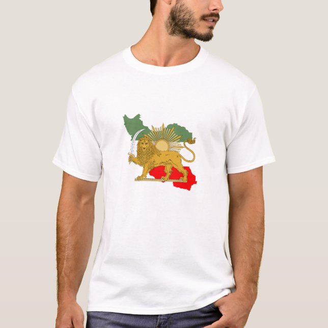 Camiseta Shir o Khorshid - Leão e Sol - Bandeira do Irã Pér (Frente)