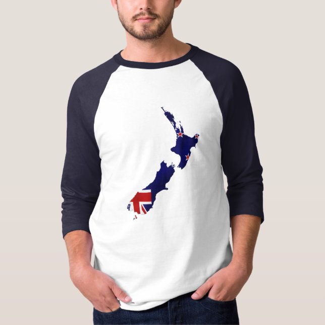 Camiseta Shirt do Mapa de Sinalizador da Nova Zelândia (Frente)