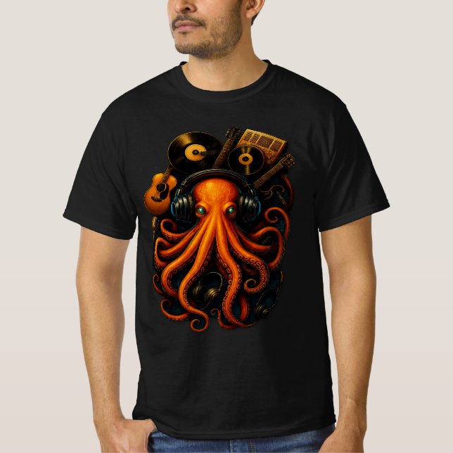 Camiseta Shirt Octopus Steampunk - Music & Fantasy Art Te (Frente)