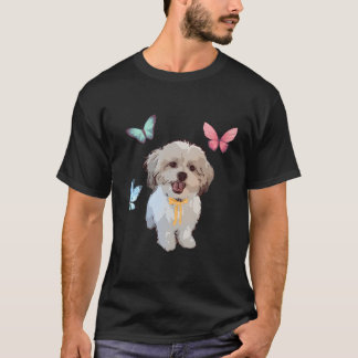 Camiseta Shitzu Com Borboletas
