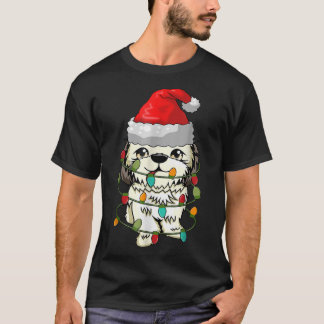 Camiseta Shitzu Dog Feia Natal Suor Luzes de Árvore Xmas