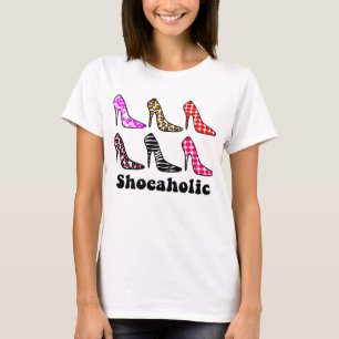 Camiseta SHOEAHOLIC, viciado aos calçados, EU AMO CALÇADO