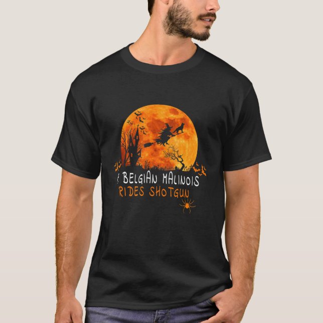 Camiseta Shotgun, que anda de roupa de Malinois Halloween (Frente)
