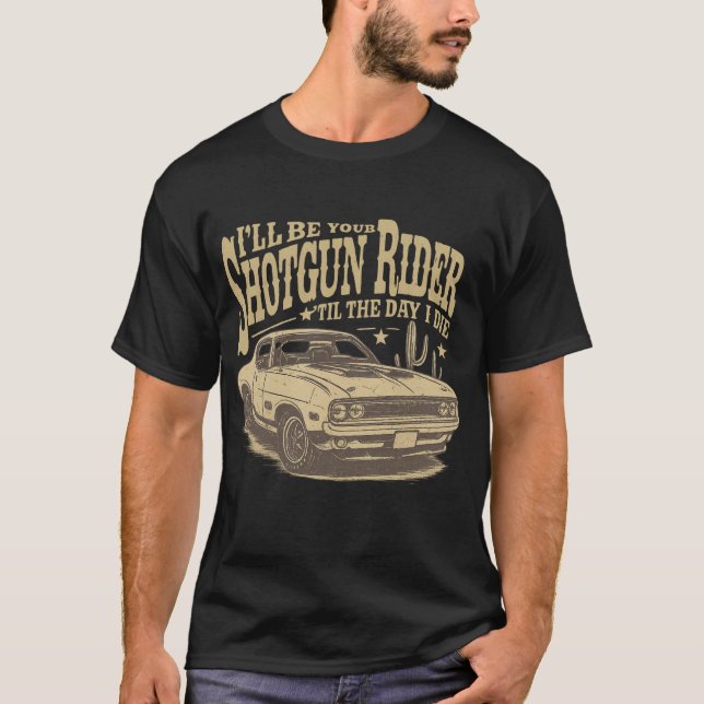 Camiseta Shotgun Rider Til Death Retro Muscle Car (Frente)