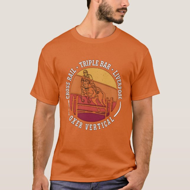 Camiseta Show Jumping Cross Railriple Bar Retro Horses frie (Frente)