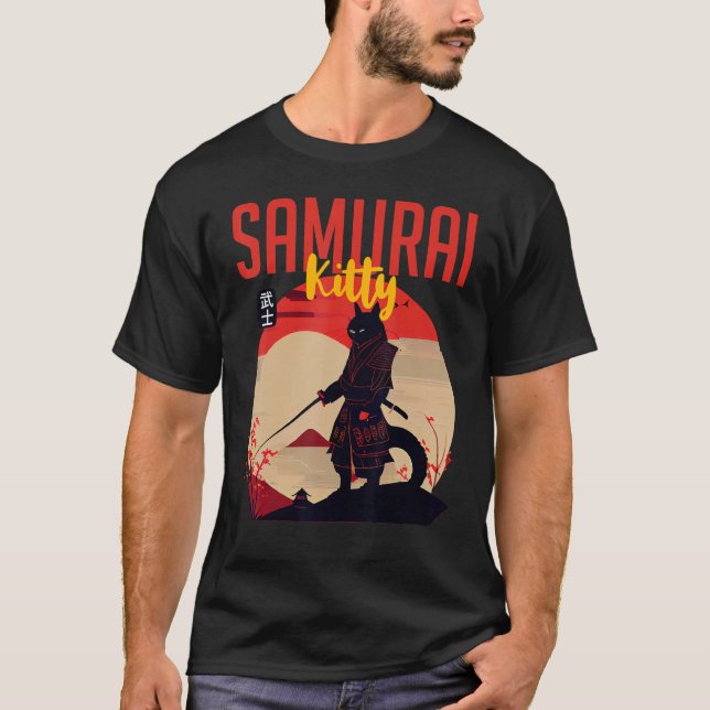 Camiseta Show Your Feline Side Custom Samurai Kitty (Frente)