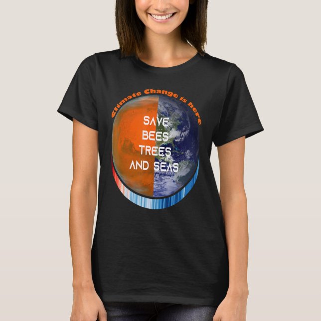Camiseta ShowYourStripes u2013 SALVE ABELHAS ÁRVORES E SEAS (Frente)