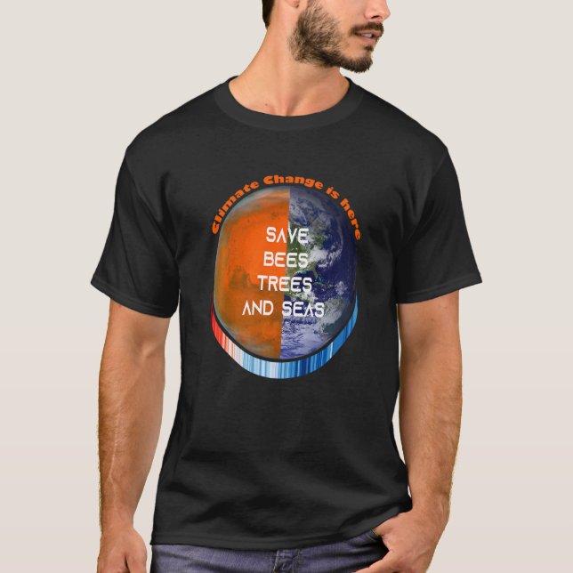 Camiseta ShowYourStripes u2013 SALVE ABELHAS ÁRVORES E SEAS (Frente)