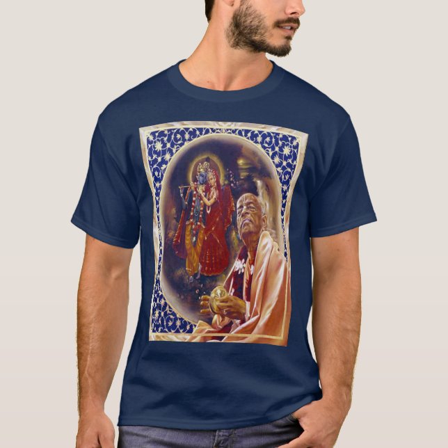 Camiseta Shrila Prabhupada Meditates em Krishna (Frente)