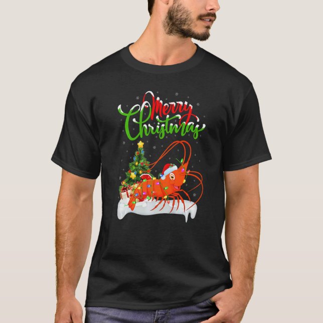 Camiseta Shrimp Fish  Xmas Decorations Santa Shrimp Christm (Frente)