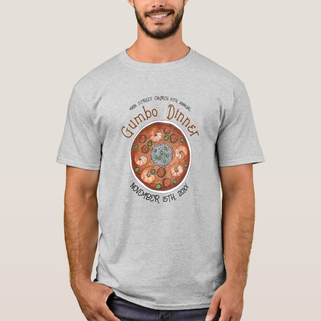 Camiseta Shrimp Gumbo Stew Louisiana LA New Orleans Comida (Frente)