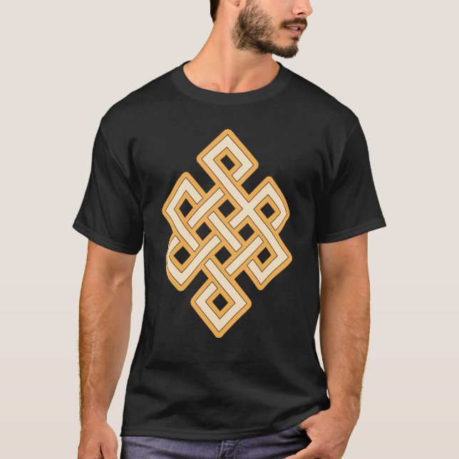 Camiseta Shrivatsa Budista Mystical Knot Boa Sorte Ashtama (Frente)