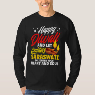 Camiseta Shubh Deepalawi Happy Diwali Deusa Saraswati Diw