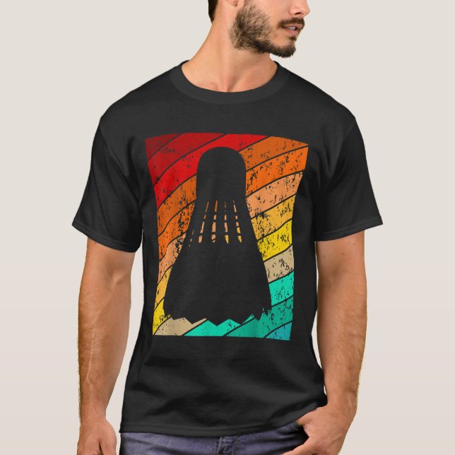 Camiseta Shuttle, Jogador De Bola De Badminton, Retro De Vi (Frente)