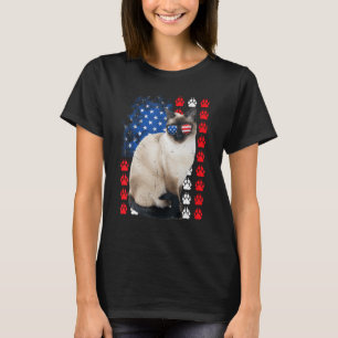 Camiseta Siamês Cat Paws USA Bandeira Indepedância Dia 4 de