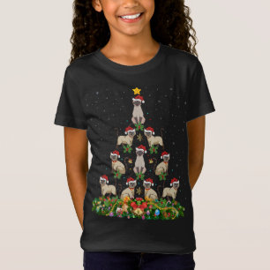 Camiseta Siamês Cat Xmas Tree Gift Santa Hat Siamese Cat C