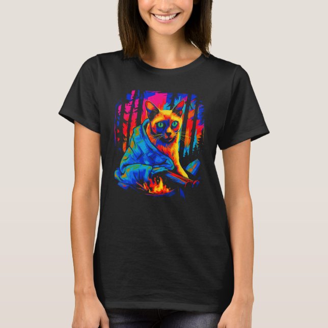 Camiseta Siamese Cat Camping (Frente)