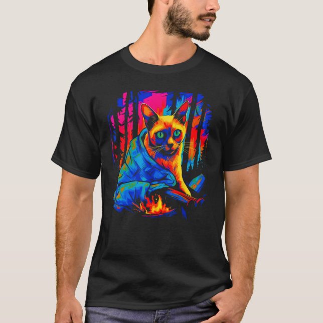 Camiseta Siamese Cat Camping (Frente)