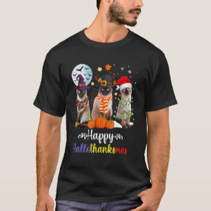 Camiseta Siamese Cat Halloween Feliz Natal Hallot
