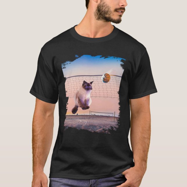 Camiseta Siamese Cat Playing Beach Volleyball (Frente)