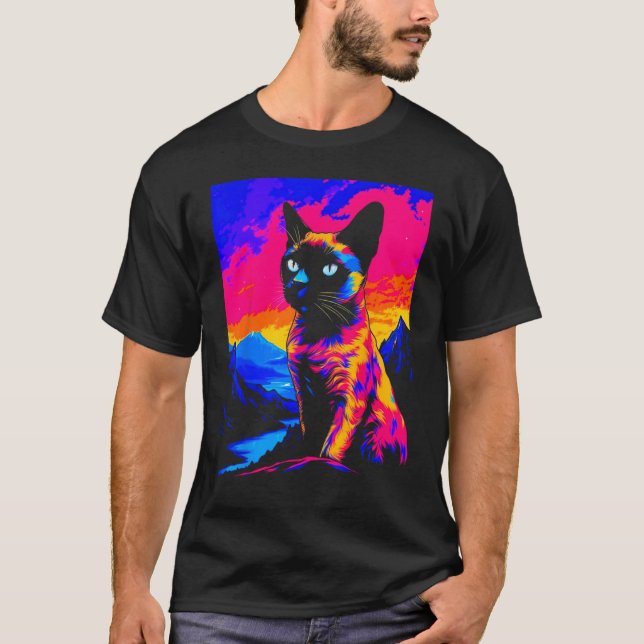 Camiseta Siamese Cat Pop Art (Frente)