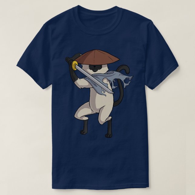 Camiseta Siamese Cat Samurai Cat  (Frente do Design)