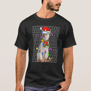 Camiseta Siamese Cat Ugly Xmas Papais noeis de iluminação S