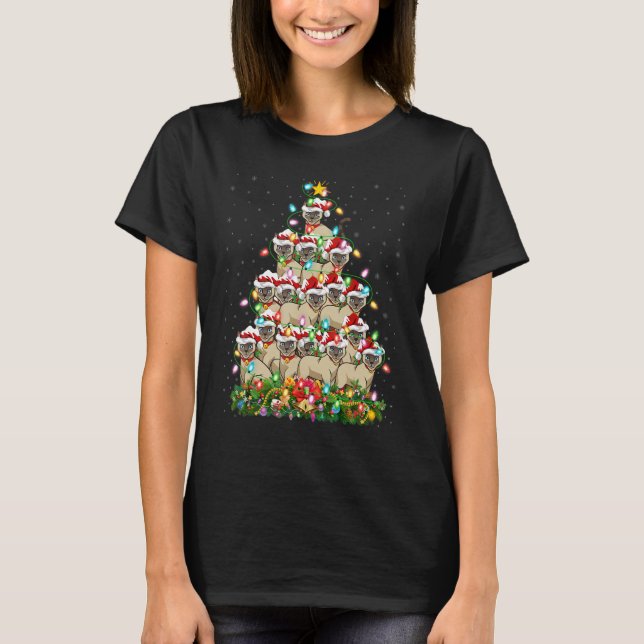 Camiseta Siamese Cat   Xmas Santa Siamese Cat Christmas Tre (Frente)