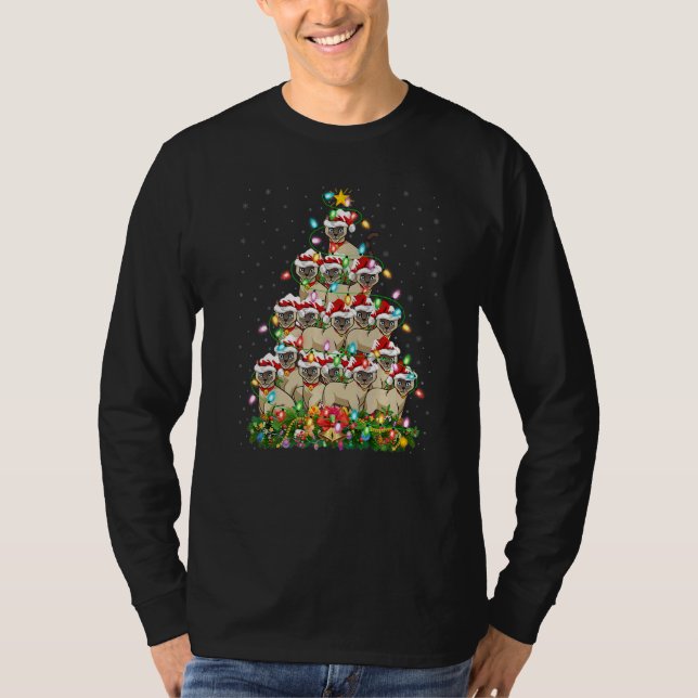 Camiseta Siamese Cat  Xmas Santa Siamese Cat Christmas Tree (Frente)