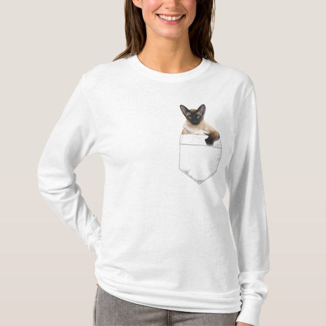 Camiseta Siamese em seu bolso (Frente)
