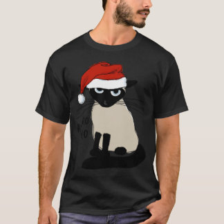 Camiseta Siamese Papai Noel Humorístico Natal Gatinho