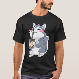 Camiseta Siberian Husky Boba Bubble Tea Anime Kawaii Cute G