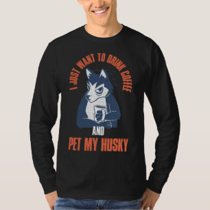 Camiseta Siberian Husky Café Engraçado Siberian Husky