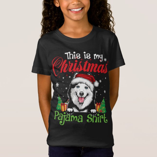 Camiseta Siberian Husky Christmas Pajama Funny Dog Lover Xm (Frente)