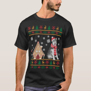 Camiseta Siberian Husky Christmas Ugly Sweater Santa Hat Re