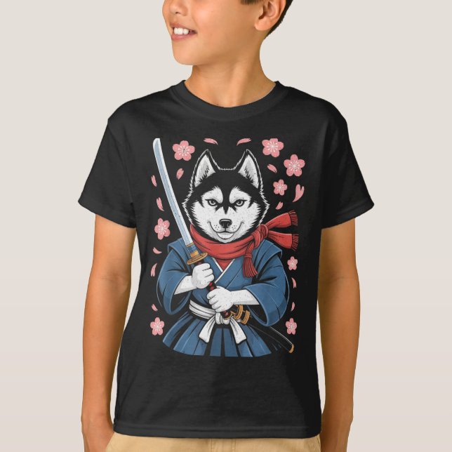Camiseta Siberian Husky Dad Cute Japanese Anime Stuff Samur (Frente)