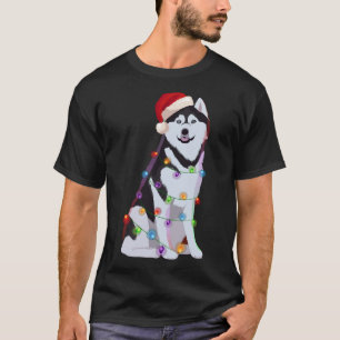 Camiseta Siberian Husky de Natal Luz de Natal Sobrevoada