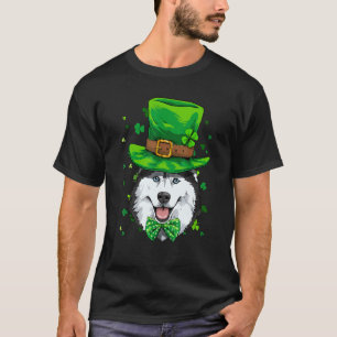 Camiseta Siberian Husky Dia de São Patrício Leprechaun Sham