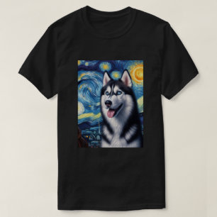 Camiseta Siberian Husky Dog Art Van Gogh Starry Night Siber