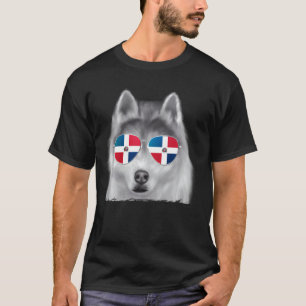 Camiseta Siberian Husky Dog Bandeira Dominicana