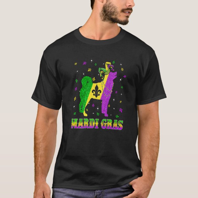 Camiseta Siberian Husky Dog Mardi Gras Carnival Jester Bead (Frente)