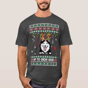 Camiseta Siberian Husky Dog Reindeer Ugly Christmas Xmas
