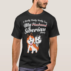 Camiseta Siberian Husky Encantado Marido Esposa Aniversário