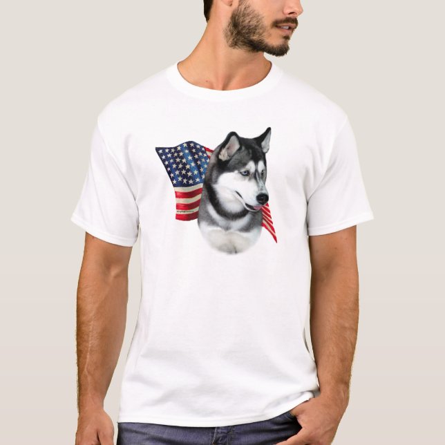 Camiseta Siberian Husky Flag (Frente)