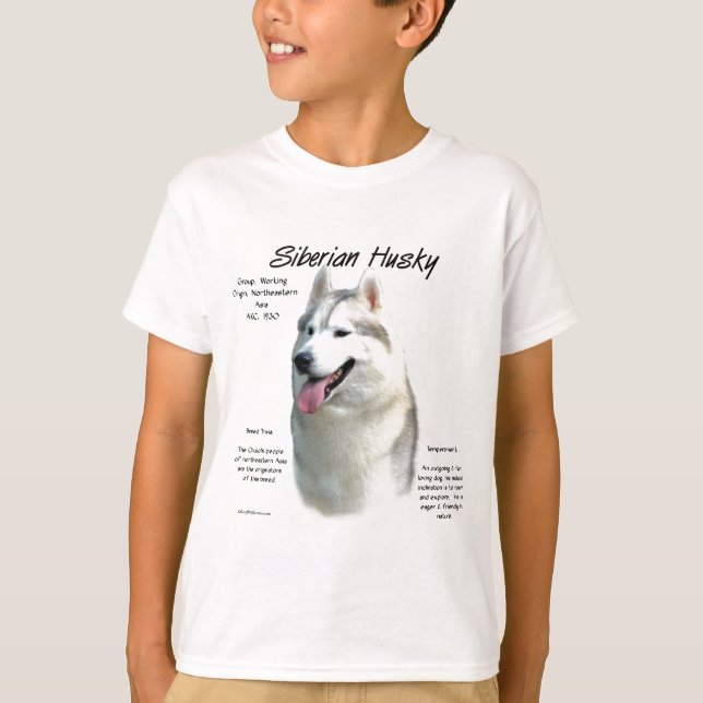 Camiseta Siberian Husky History Design (Frente)