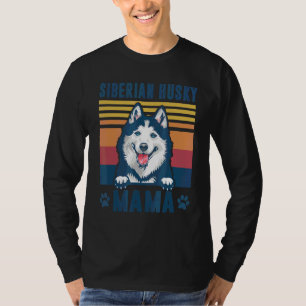 Camiseta Siberian Husky Mama Mãe Retro Cachorro Mãe